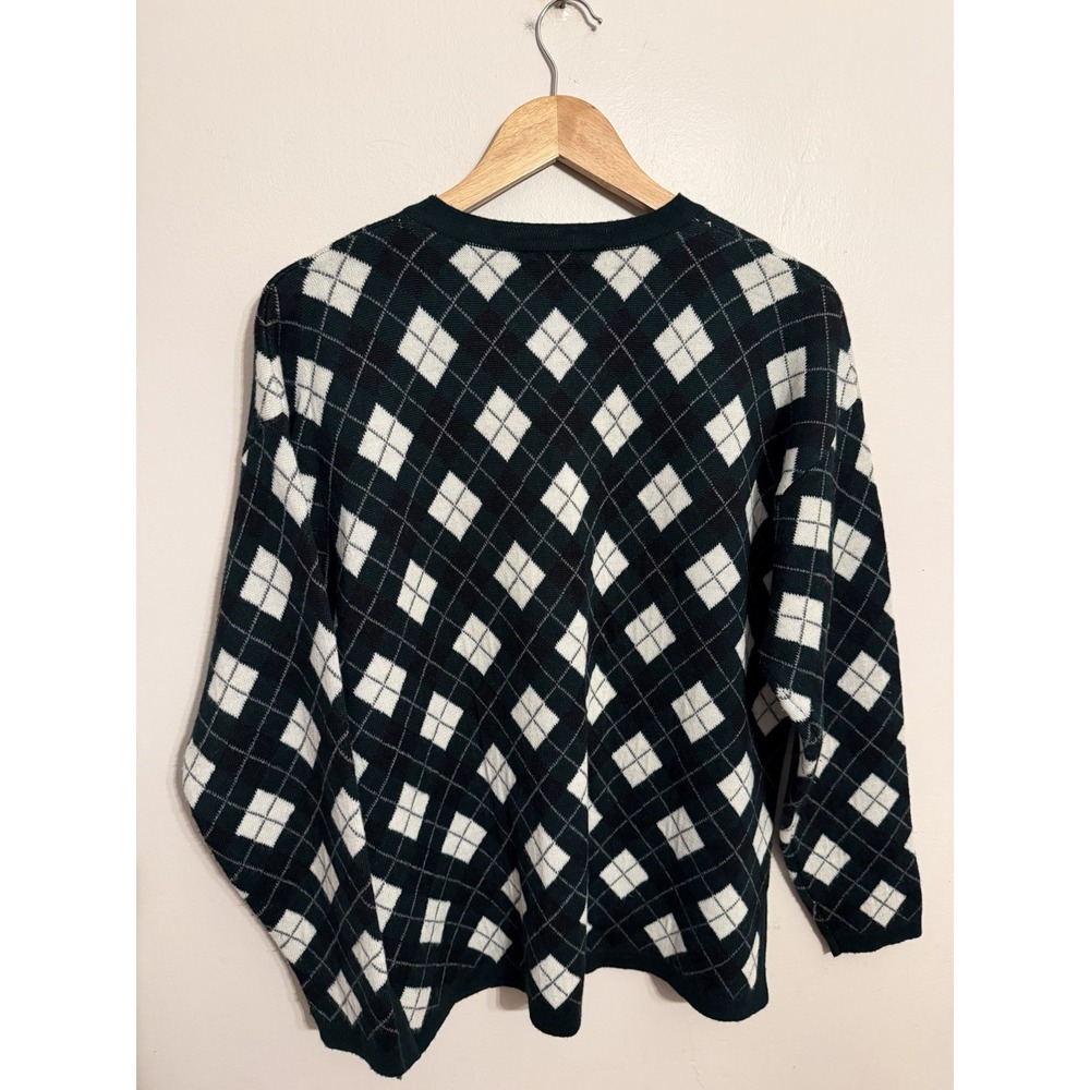 Rafaella Vintage Women's Green Navy Argyle Sweater Wool Blend Size Medium - Picture 4 of 4